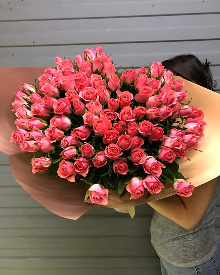 101 розовая роза 45000 тг с доставкой по Алматы