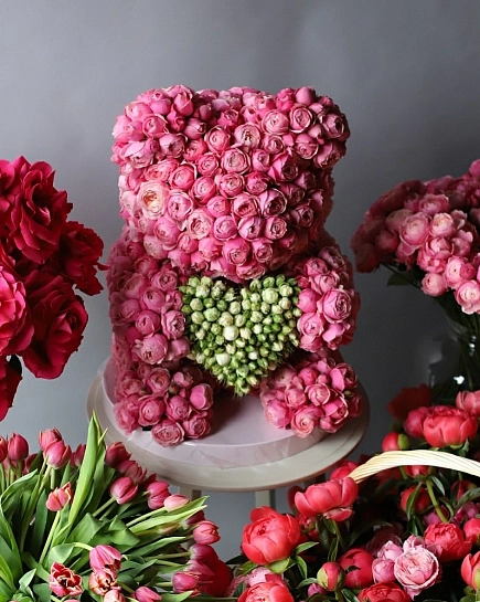 Bouquet of Teddy bear made of roses flowers delivered to Shymkent