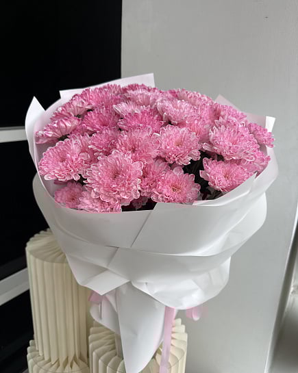 Розовое облако хризантем с доставкой по Астане