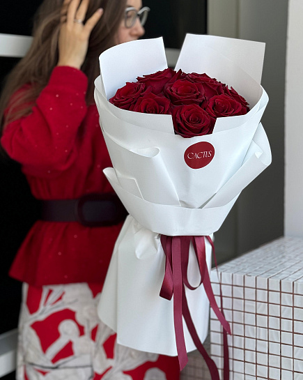 Mono bouquet of red roses RED (9pcs) with delivery to Astana