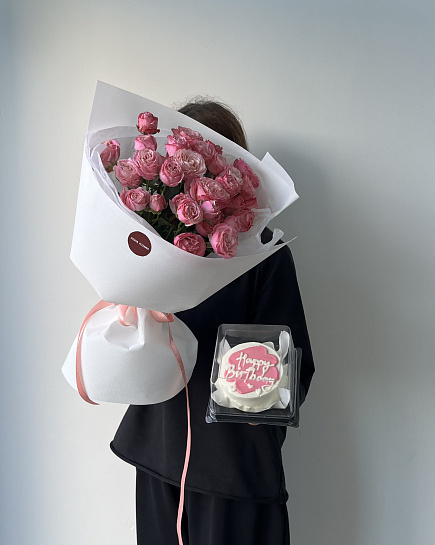 Bouquet of Combo: Shrub roses + bento flowers delivered to Astana