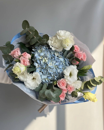 Bouquet of Mixed Bouquet With Blue Hydrangea❤ flowers delivered to Almaty