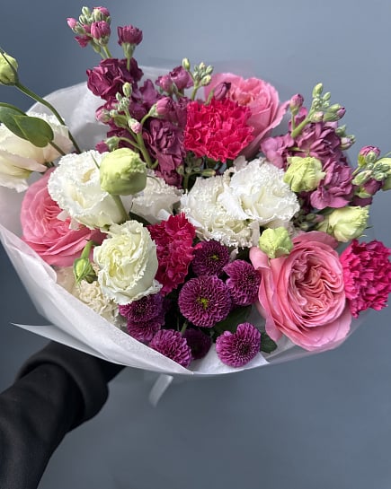 Романтичный микс с пионовидными розами и эустомой с доставкой по Астане