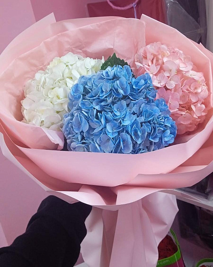 Bouquet of 3 hydrangeas flowers delivered to Aktau