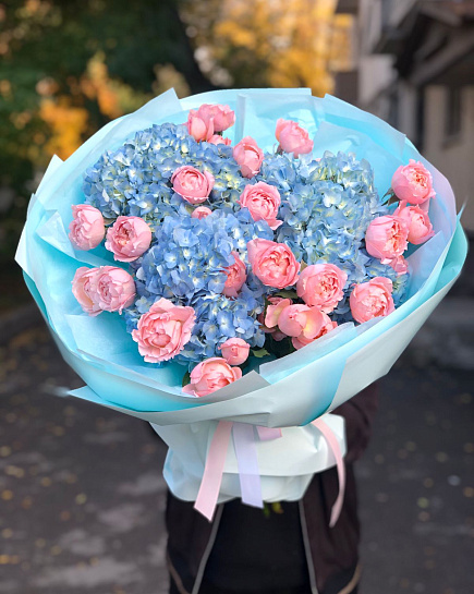 Bouquet with peony bush rose with delivery to Almaty