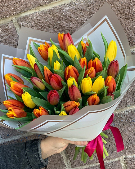 Bouquet of Mix tulip flowers delivered to Kostanay.