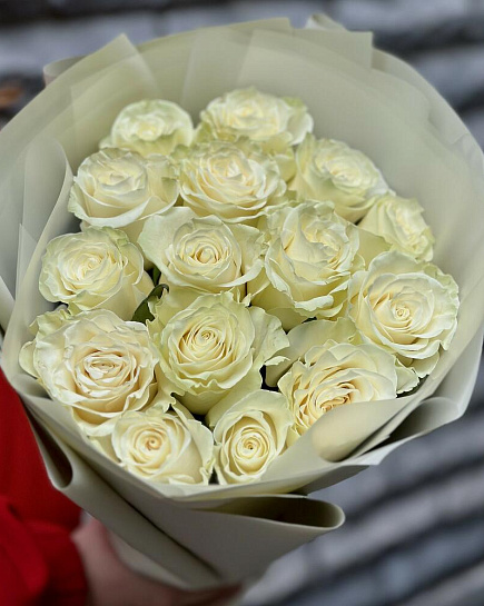 Bouquet of Bouquet of 15 white roses flowers delivered to Almaty