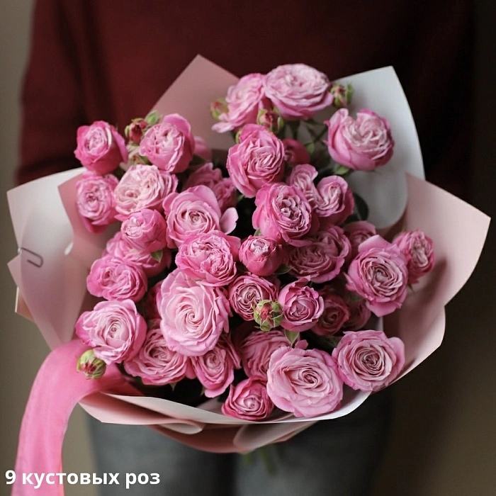 Bouquet of spray peony roses Bombastic (9)