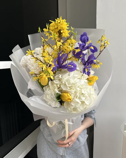 Весеннее настроение: Гортензии и Ирисы с доставкой по Астане