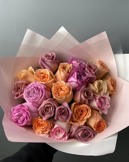 Монобукет из 25 роз Ассорти с доставкой по Астане