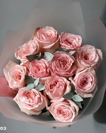 Bouquet of Bouquet of peony roses Pink Ohara (11) flowers delivered to Shymkent