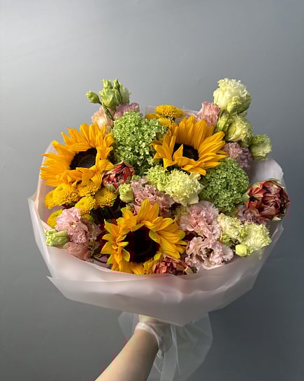 Солнечное настроение с подсолнухами с доставкой по Астане