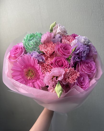 Розовое очарование с герберами и эустомой with delivery to Astana