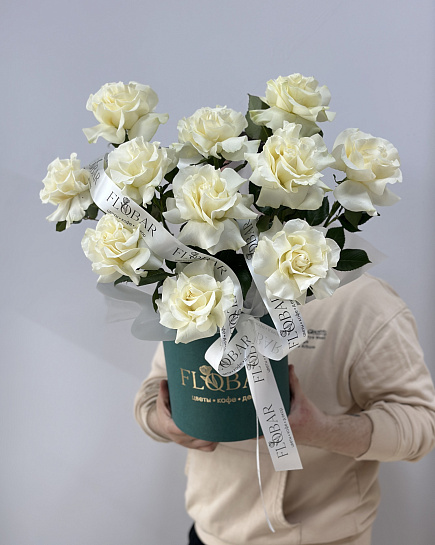 Bouquet of 11 French roses in a box flowers delivered to Astana