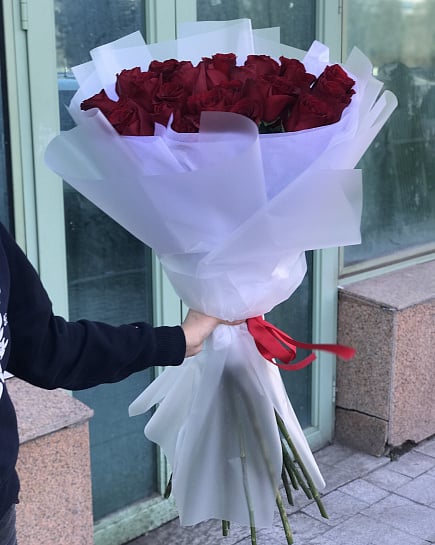 High red roses 25 pieces with delivery to Astana