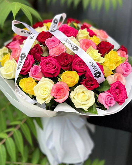 Bouquet of 55 Roses Mix with delivery to Almaty