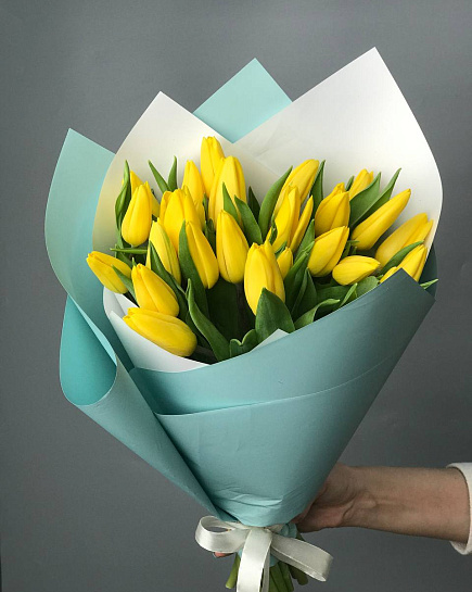 Bouquet of Bouquet of 15 yellow tulips flowers delivered to Almaty