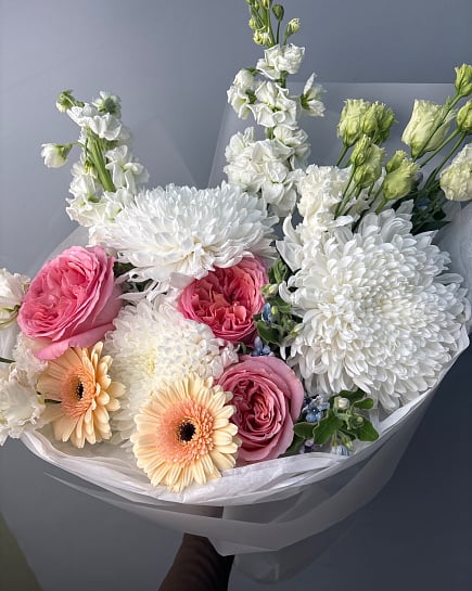 Пастельная гармония с пионовидными розами с доставкой по Астане