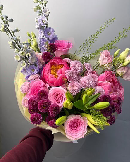 Розовое очарование с пионовидными розами с доставкой по Астане