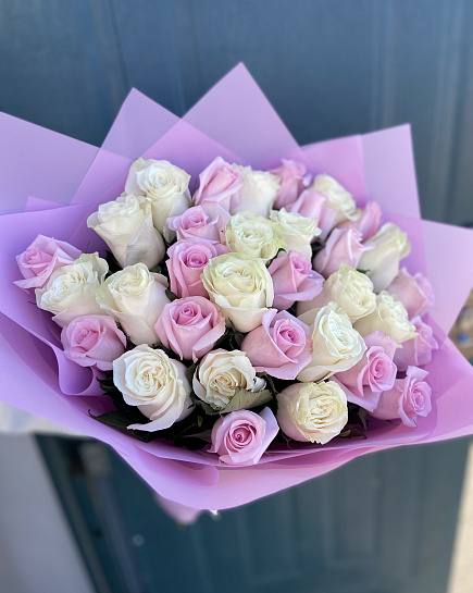 Bouquet of 33 rose mix flowers delivered to Kostanay.