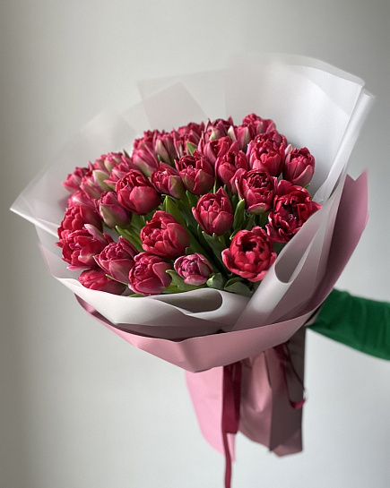 Пионовидные тюльпаны (красные) 35 шт с доставкой по Алматы
