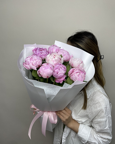 Bouquet of Peonies 9pcs flowers delivered to Astana