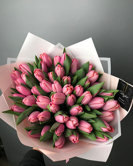 Bouquet of Delicate Tulips 51 pcs flowers delivered to Semey