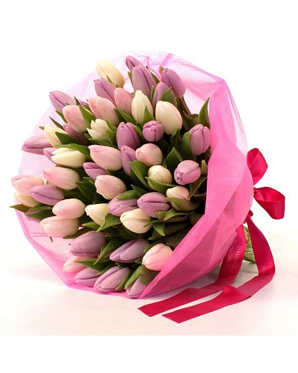 Букет из 51 розового тюльпана с доставкой по Алматы