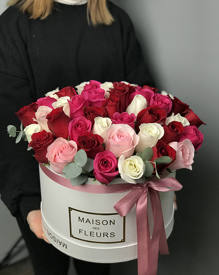 Bouquet of 51 Rose in a box flowers delivered to Balkhash