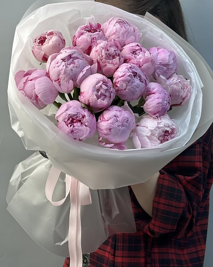Пионы 15 шт  с доставкой по Астане