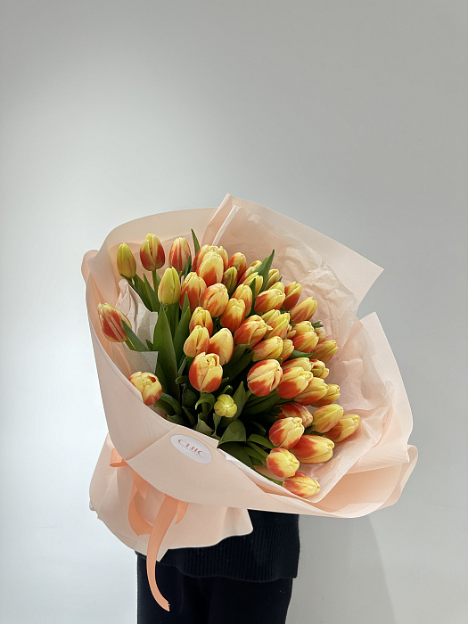 A bouquet of 51 large-bud tulips