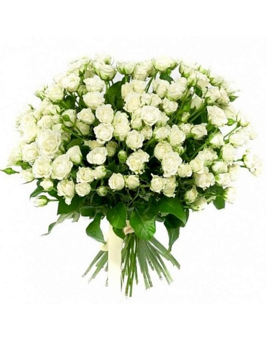 Букет из белых кустовых роз "Снежная королева"