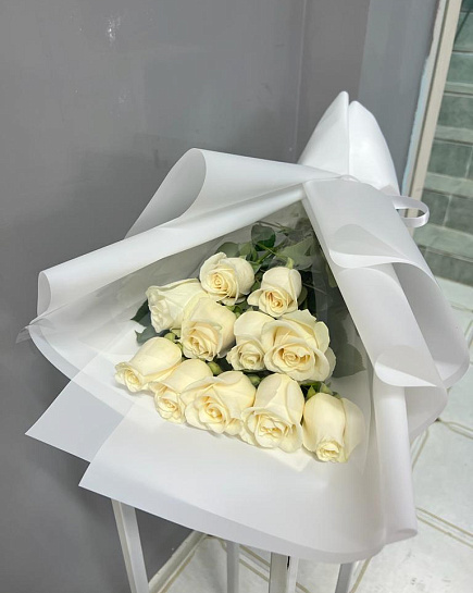 Bouquet of Bouquet of 11 white roses flowers delivered to Almaty