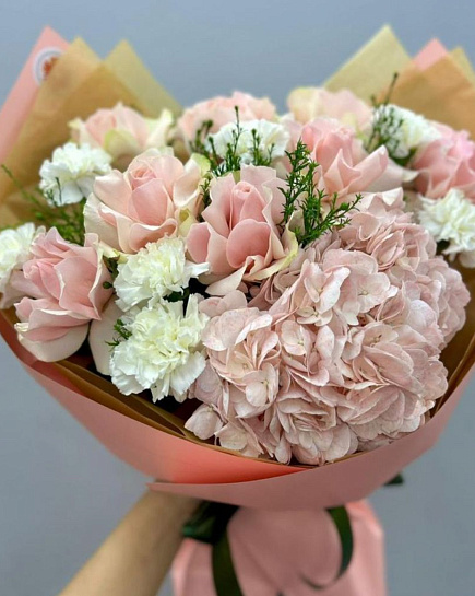 Beautiful Euro bouquet of Roses and Carnations with delivery to Almaty