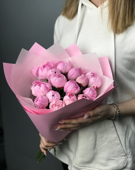 Bouquet of Bouquet of 15 peonies Sarah Bernhardt flowers delivered to Astana
