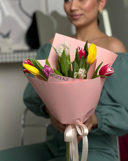 Bouquet of Bouquet of 9 tulips flowers delivered to Astana