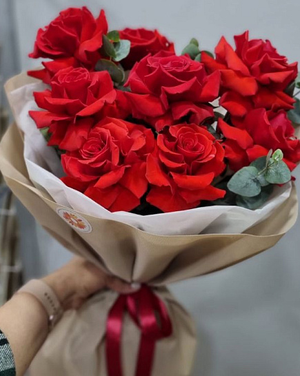 Bouquet of 9 French Roses with delivery to Almaty