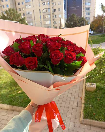 Bouquet of Velvet Carmine flowers delivered to Almaty
