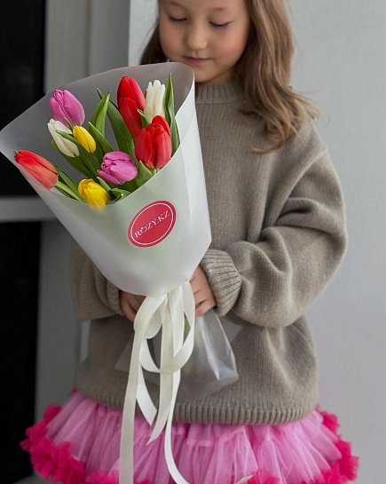 Букет микс из 9 тюльпанов с доставкой по Астане
