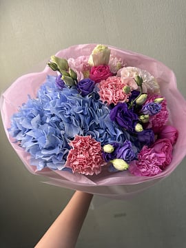 Сине-розовый микс с гортензией