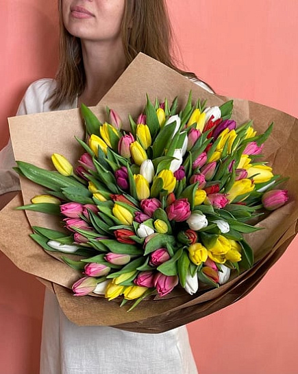 Bouquet of Mix Tulips 101pcs flowers delivered to Semey