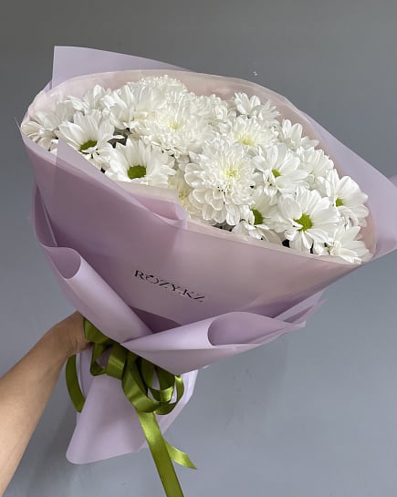 Белоснежная хризантема в лаконичной упаковке with delivery to Astana