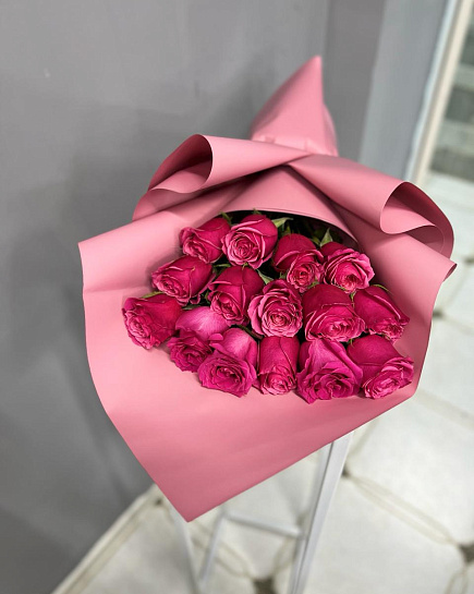 Bouquet of Bouquet of 15 roses PINK flowers delivered to Almaty