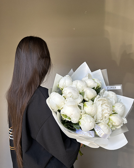 15 white peonies with delivery to Astana