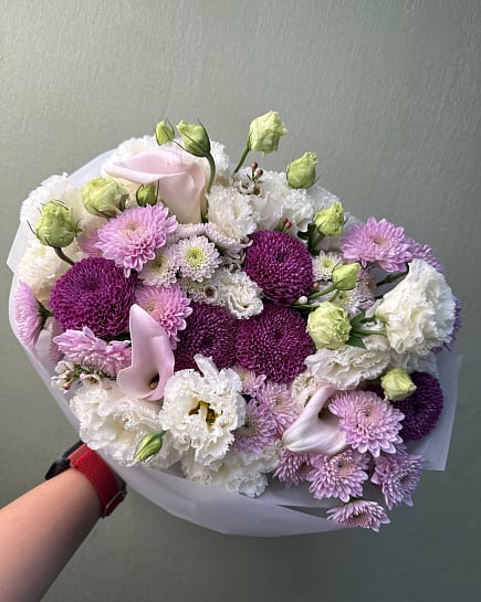 Сиреневое очарование с каллами with delivery to Astana