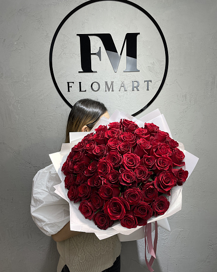 Bouquet of 51 red roses (50 cm) flowers delivered to Astana