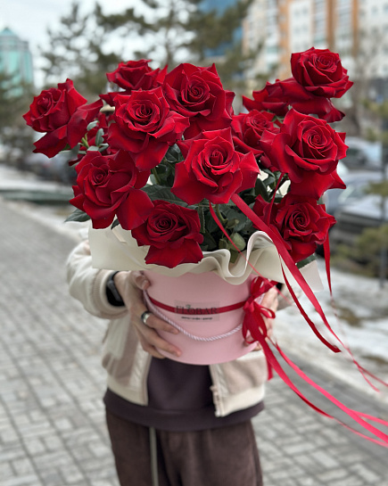Bouquet of 13 French roses flowers delivered to Astana