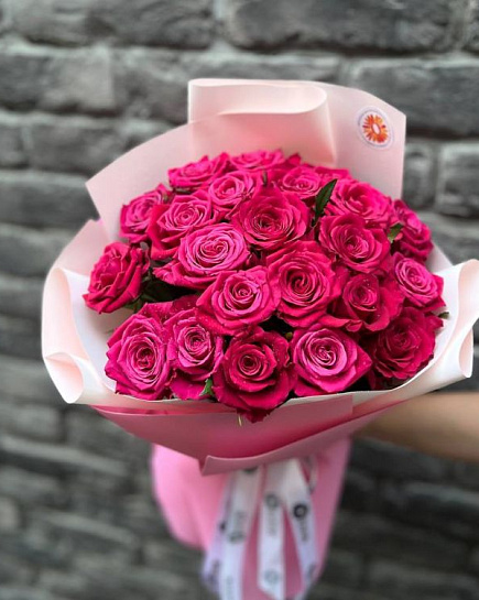 Букет из 21 малиновой розы в Алматы  с доставкой по Алматы