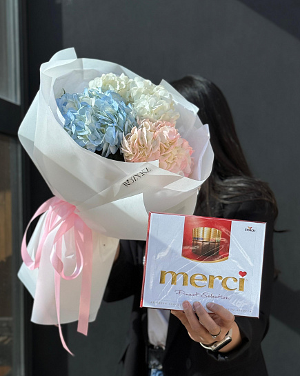 Bouquet of Mono bouquet with Hydrangea and merci flowers delivered to Astana