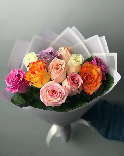 Assorted bouquet of 11 roses with delivery to Almaty